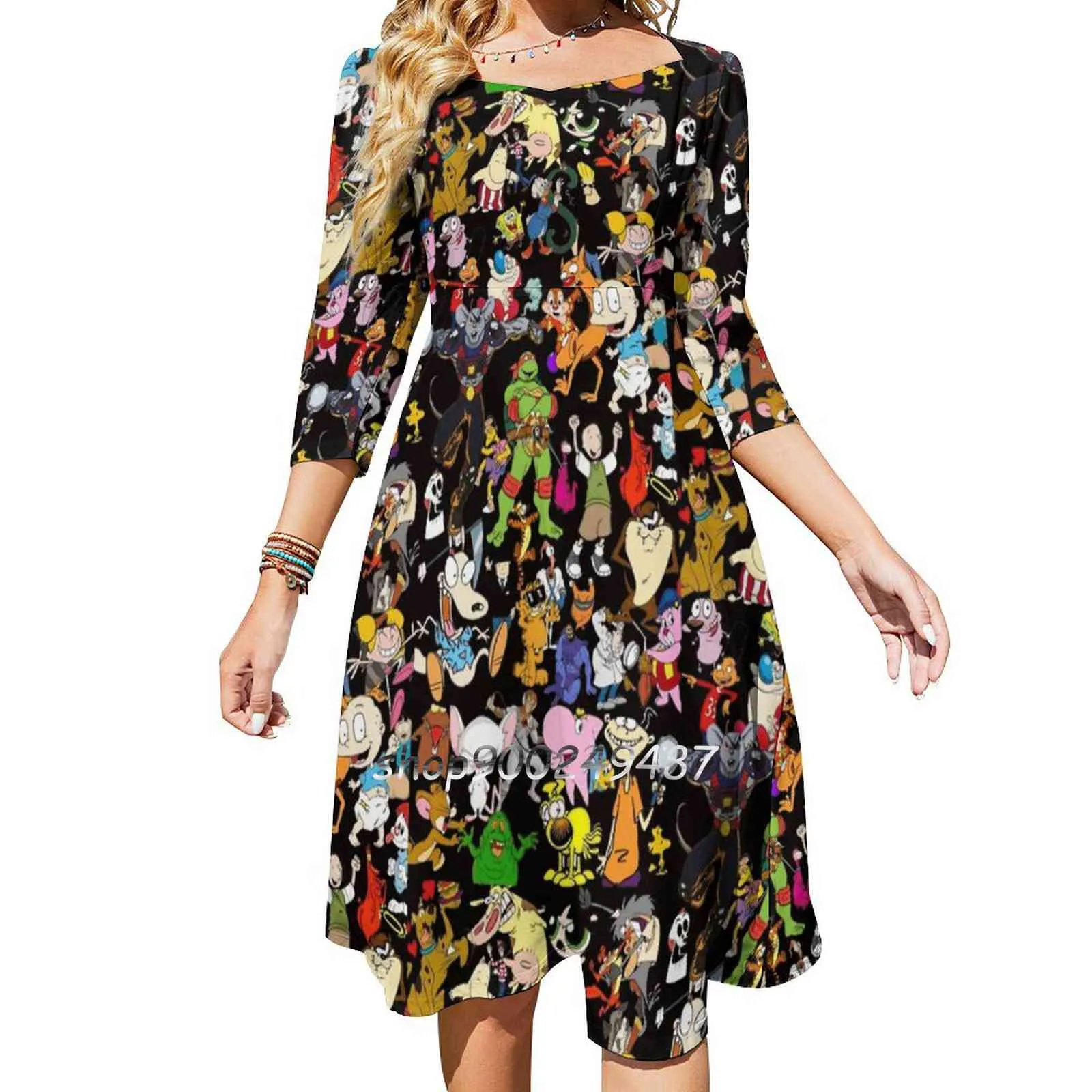 Retro Cartoon Print Fit and Flare Dress for Women Summer Above Knee Large Size Polyester Spandex from Dhgate Basic & Casual Dresses - price 63.77 Retro Cartoon Print Fit and Flare Dress for Women Summer Above Knee Large Size Polyester Spandex from Dhgate Basic & Casual Dresses - price 63.77