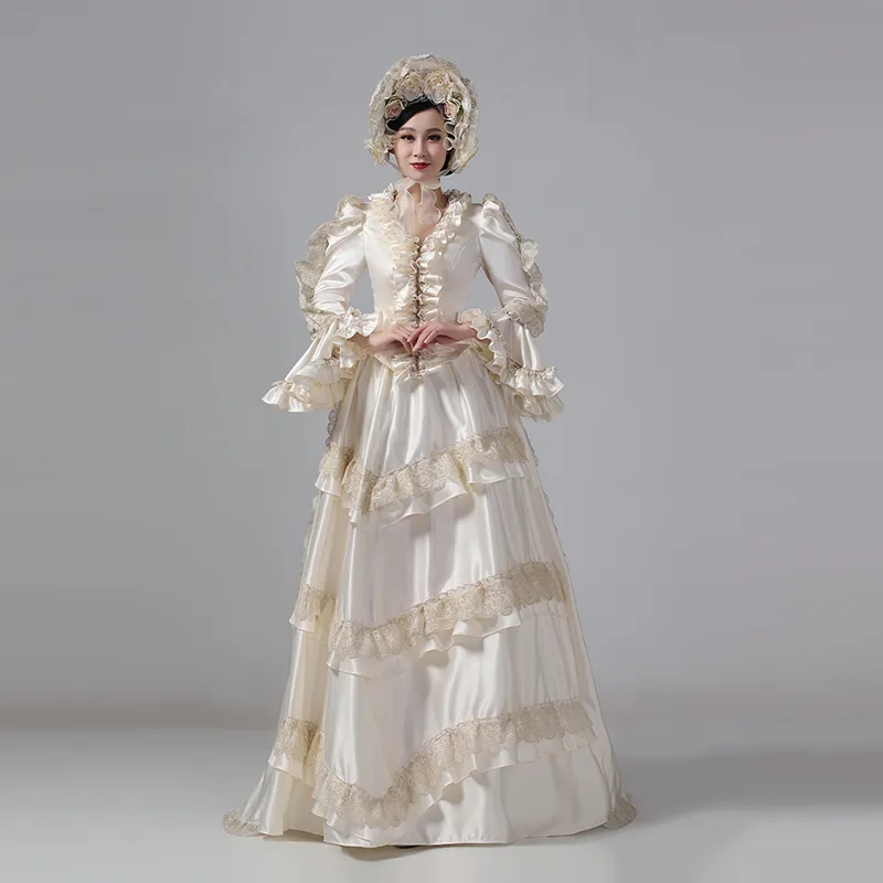 Victorian Bustle Masquerade wedding dress - Christmas Party Champagne from 17th-18th Century Victorian Bustle Masquerade wedding dress - Christmas Party Champagne from 17th-18th Century
