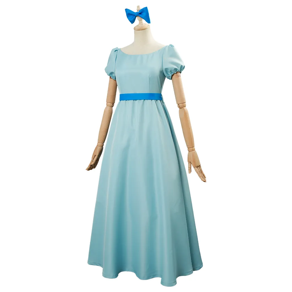 Blue Anime Pan Wendy Darling - Long lancha dress Outfit for Halloween, Carnival, and Parties Blue Anime Pan Wendy Darling - Long lancha dress Outfit for Halloween, Carnival, and Parties