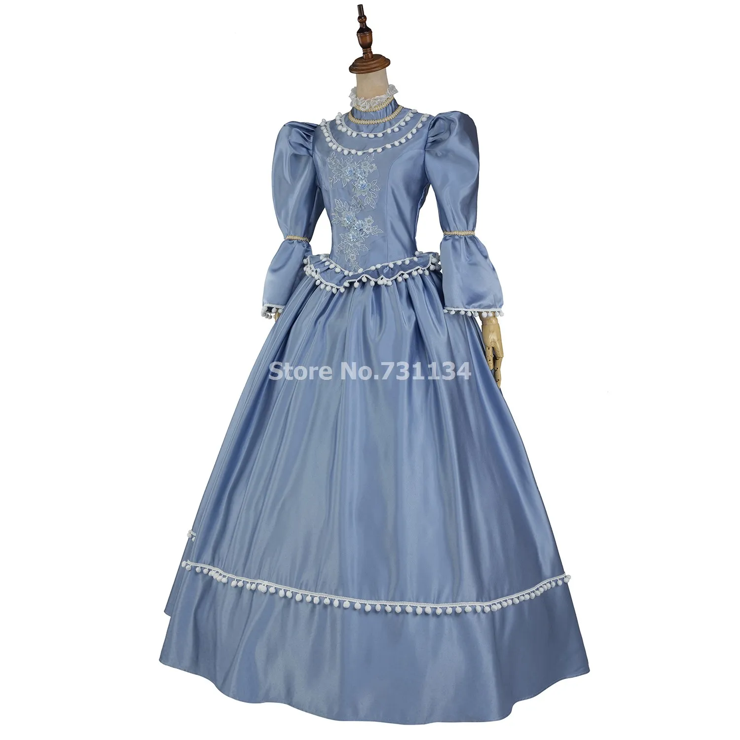 Victorian Gothic Ball Gown: Light Blue Renaissance Rococo Marie Antoinette Princess Dress for Women