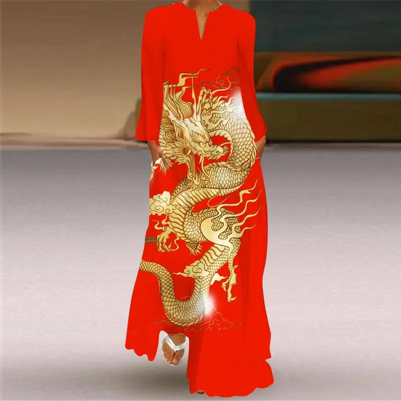 dragon embroidered dress Blue Qipao Dress  Gold Dragon Embroidered Chinese Dress