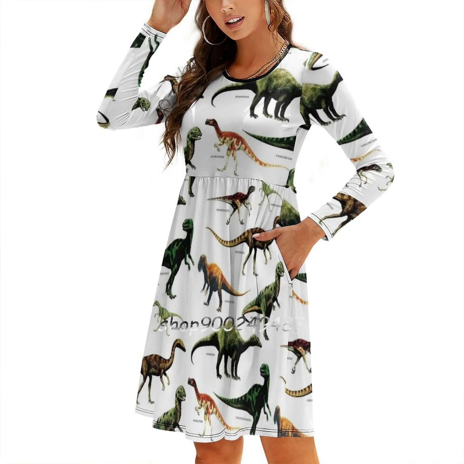 long sleeve dinosaur dress Dinosaur Wrap Dress - Brachio de Joy
