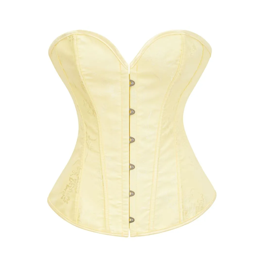 Yellow Jacquard Boned Gothic Overbust Corset Top - Victorian