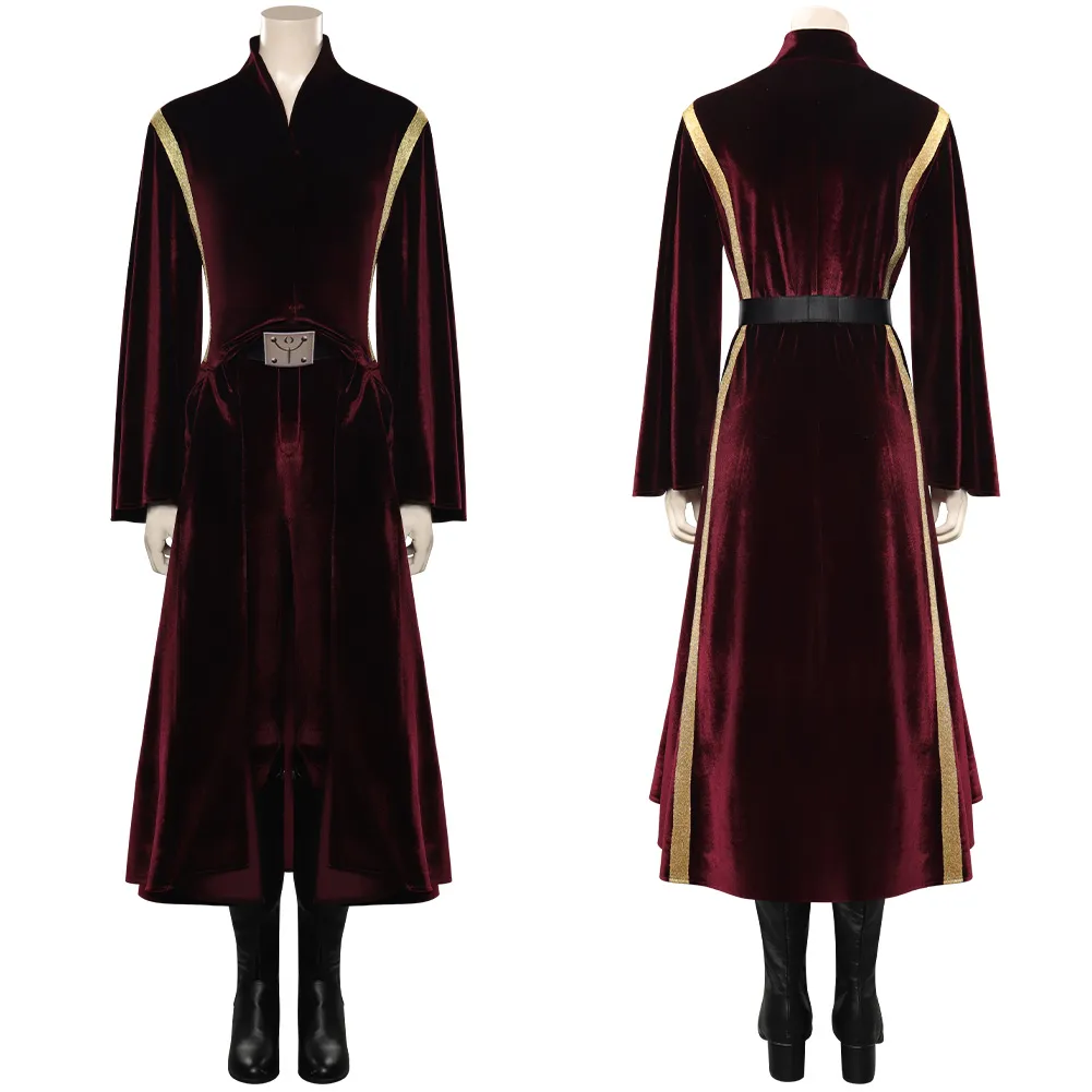 green emerald velvet dress Star Wars Revenge of The Sith Padme Amidala Green Cloak Padme Velvet Dress Cosplay Costume, M main image 0