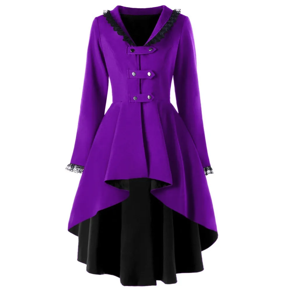 Victorian Steampunk gothic dress for women in Black and purple.