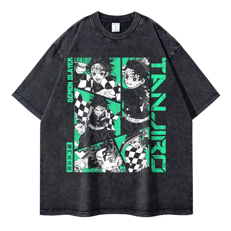 Vintage Washed Anime T-Shirt Collection - Oversized Manga