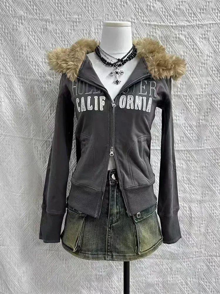 Streetwear Zip Up Hoodie Women Korean Style Casual Zipper