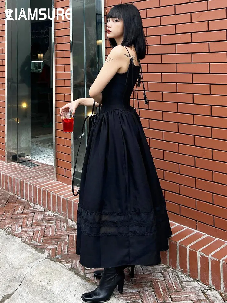 IAMSURE Casual Solid Lace Trim A Line Long Dress Slim... From Dh2958055,  $10.92 | DHgate.Com