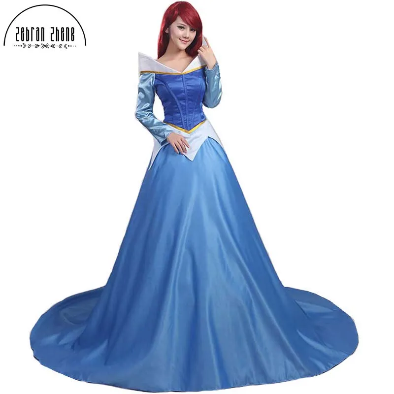 strapless open back dress Cosplay Aurora Blue dress costume adult Sleeping Beauty princess custo –  Mermaidcosplay