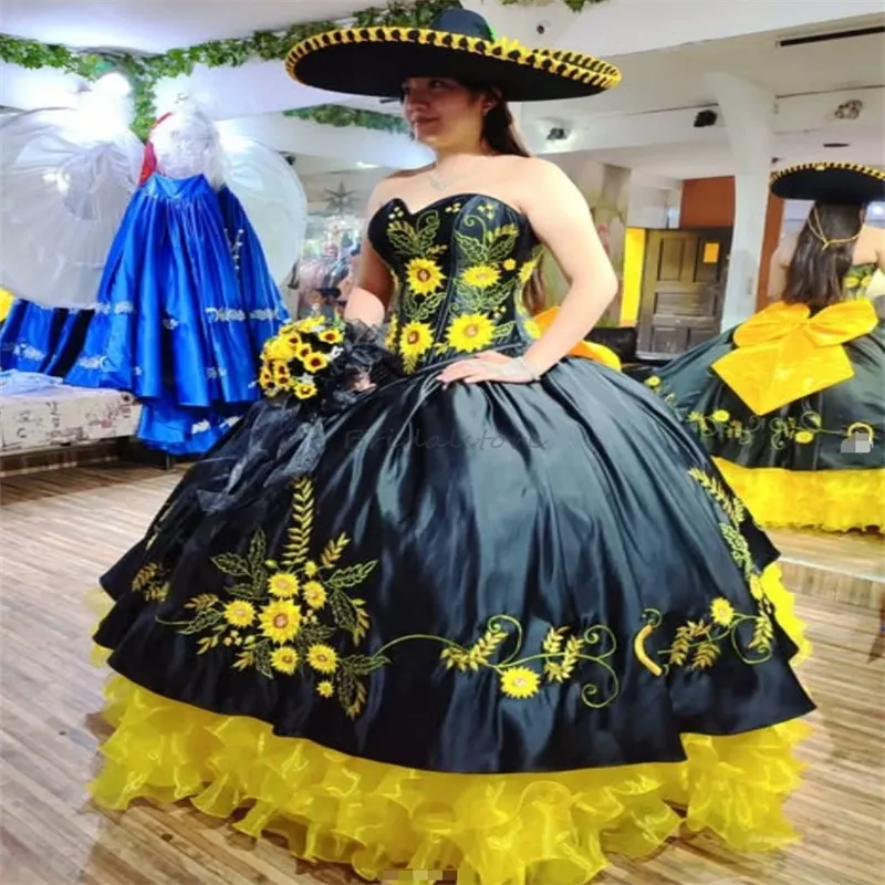 yellow prom dress Yellow Tulle A-line V-neck Lace Appliques Prom Dresses, Long Formal Dress,  MP740