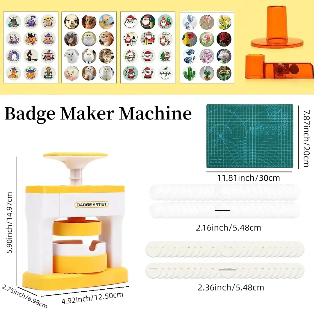 Oshhni DIY Pin Badge Bouton Maker Badge Die Moule Dispositifs Décor Cadeau Léger Bouton Maker Machine Broche Pin Making Machine pour Noël Enfants, avec 48 Ensemble | Votre wishlist sur