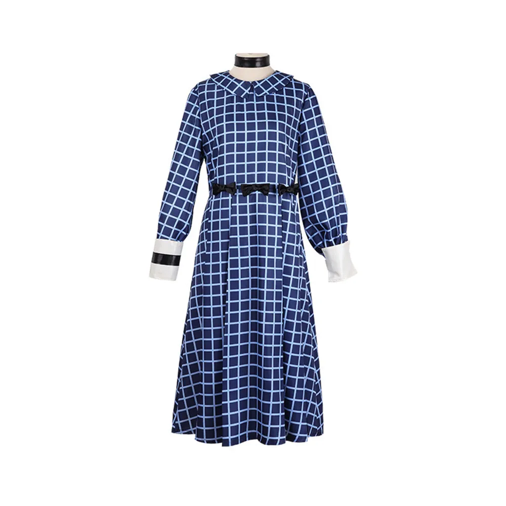 Orphan Esther Checkered blue blue gingham dress - Long Sleeve Round Neck Role Playing for Adults - Perfect for Halloween, Carnival, and Easter blue