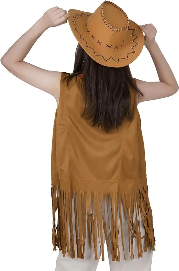 Western Cowgirl Outfit Set Fringe Vest, Cowboy Hat,... From  display picture 2