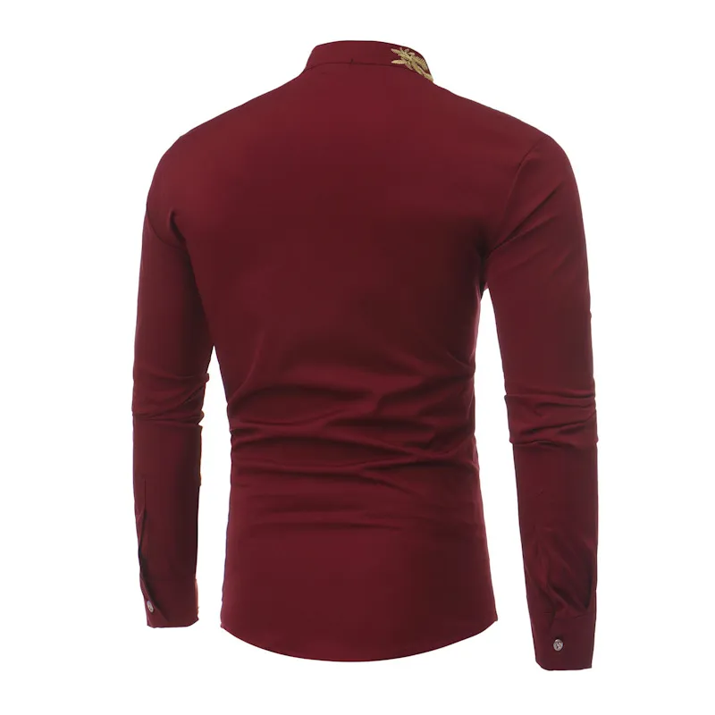 fitted lace wedding dress Mens Wholesale Red Slim Fit Leo Cotton Dress Shirt main image 1