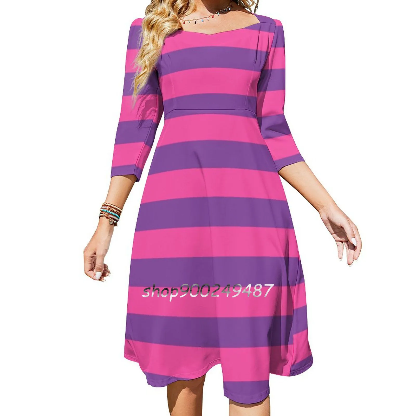 Cheshire Cat Print Sweetheart Knot Fit and Flare Mini Dress for Women, Polyester Spandex, Summer Casual from Dhgate Basic & Casual Dresses - price 63.77 Cheshire Cat Print Sweetheart Knot Fit and Flare Mini Dress for Women, Polyester Spandex, Summer Casual from Dhgate Basic & Casual Dresses - price 63.77