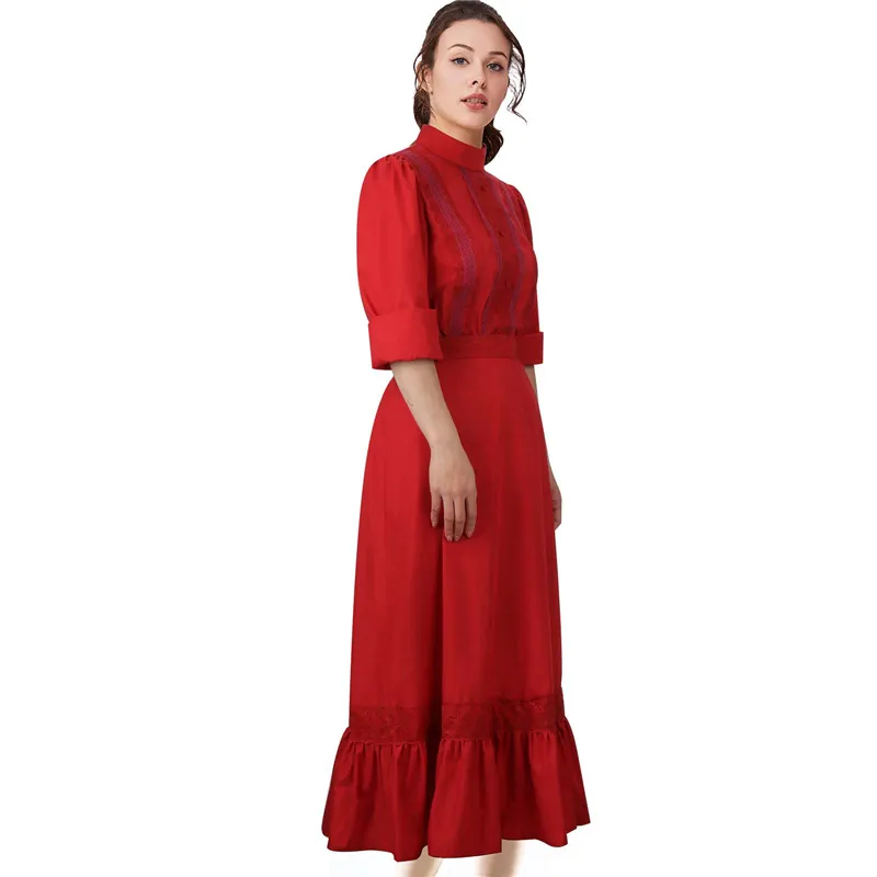 fitted lace wedding dress Red Pleated Dress With Chain Belt main image 0