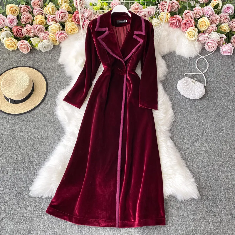 Autumn And Winter Black Velvet Blazer Dress Long Over The Knee Fashion  Temperament Maxi Windbreaker Jacket Women Slim Coat From Dh2958055, $49.2 |  DHgate.Com
