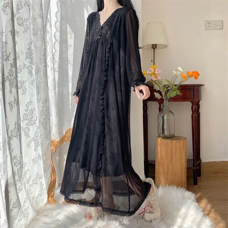 Elegant Long Nightgowns For Women, Sheer Mesh V Neck... From  Uledemode_official, $20.66 | DHgate.Com