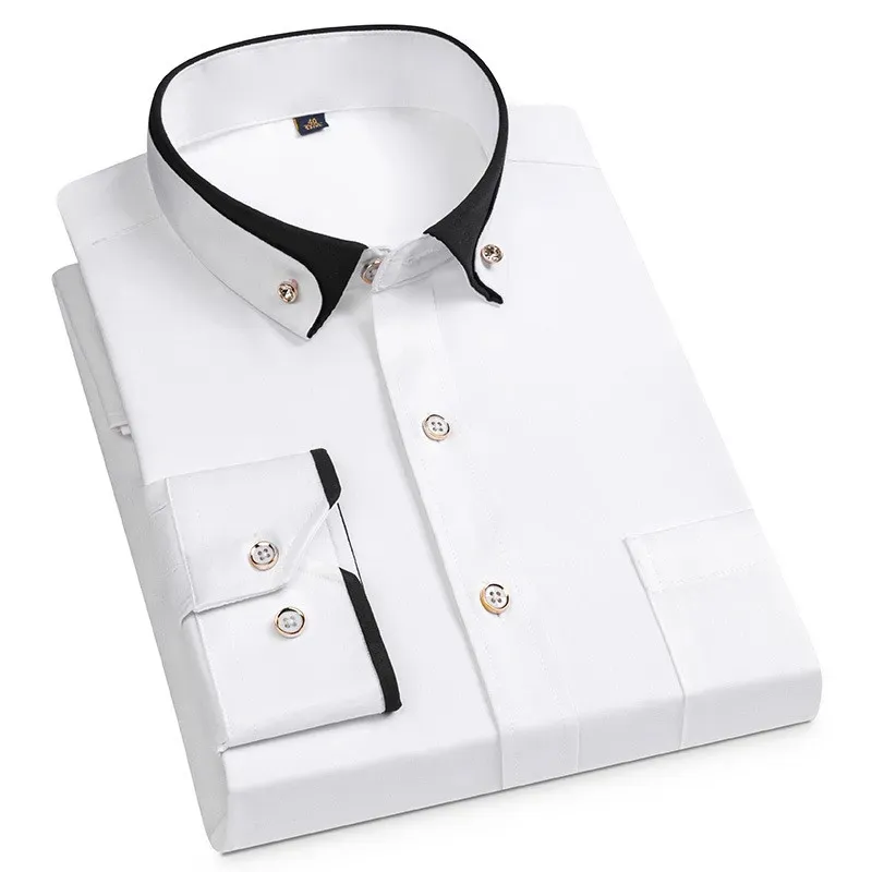 Men's Long Sleeve Business Dress Shirt with Button Down for Casual, Wedding, Party, and Office Wear - Anti-Wrinkle Social Male formal clothes for men