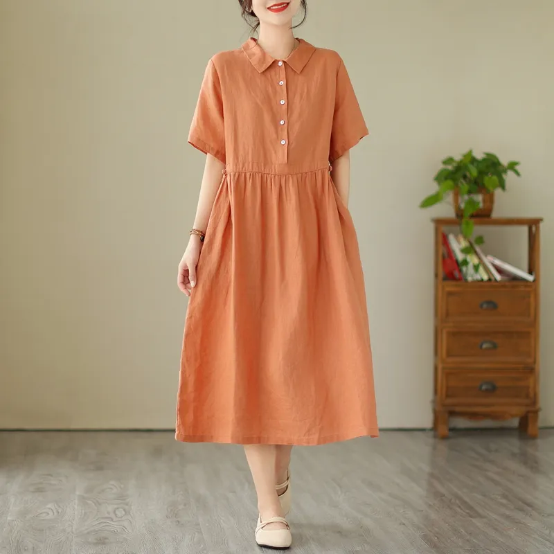 Chic Mori Girl's Summer Blouse smocked midi dress - Japanese & Korean Style for Office & Travel