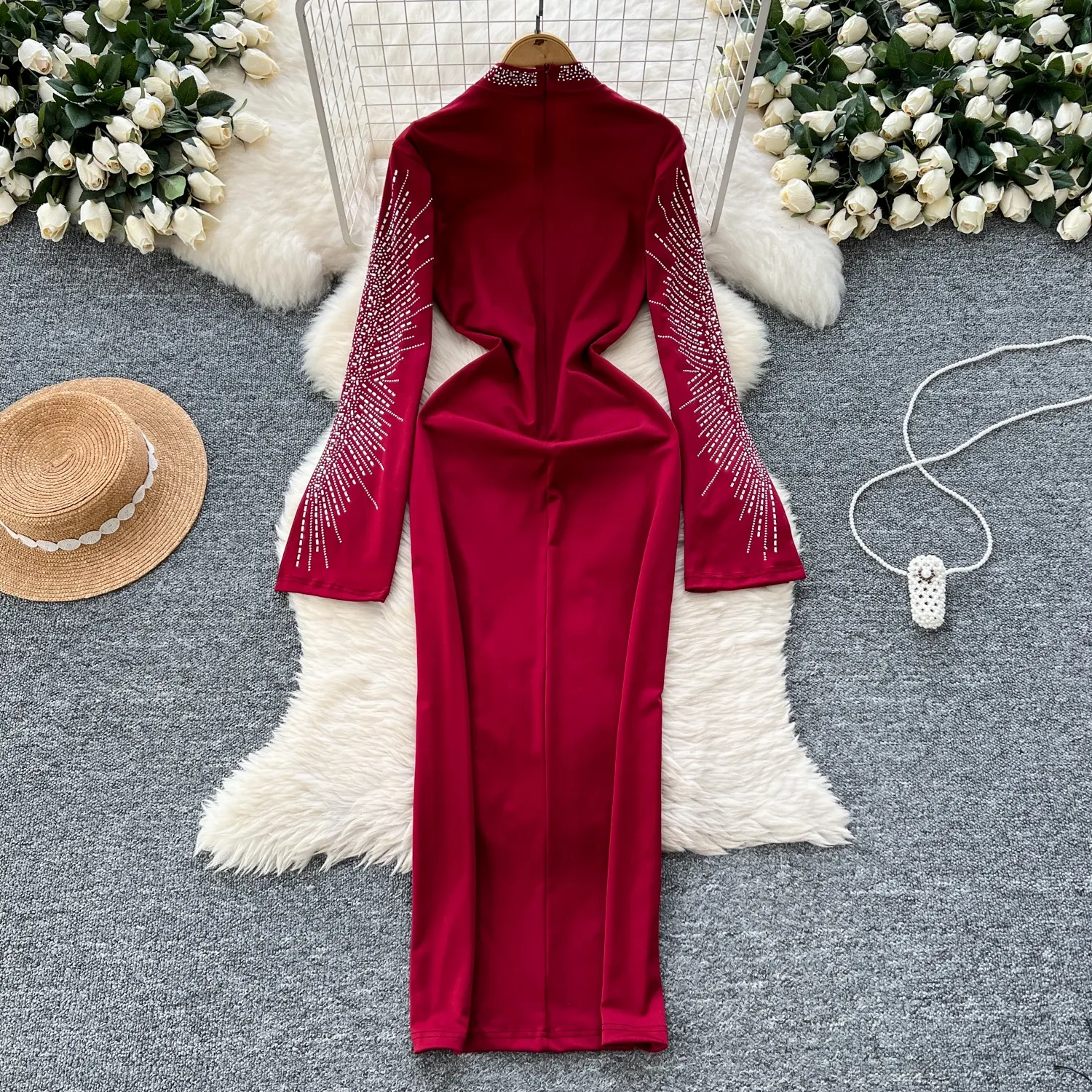 green emerald velvet dress Off Shoulder Criss-Cross Plus Size Polyester Solid Color BOHO Autumn W   Canary Houze