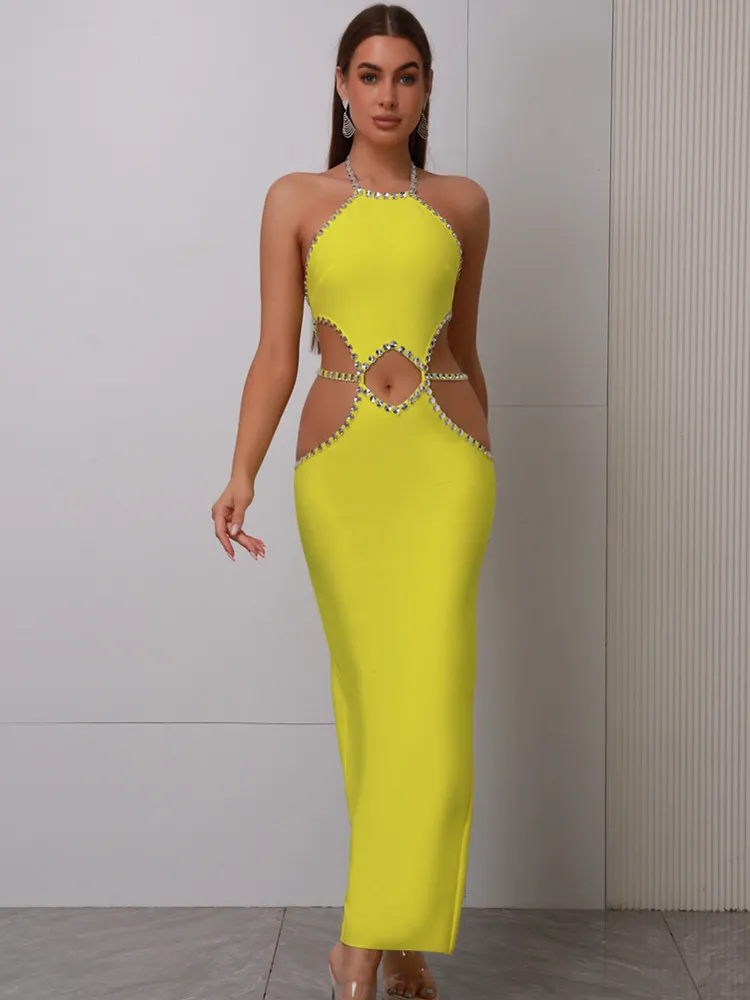 yellow backless bandage dress Aiden Bandage Mini Dress in Yellow