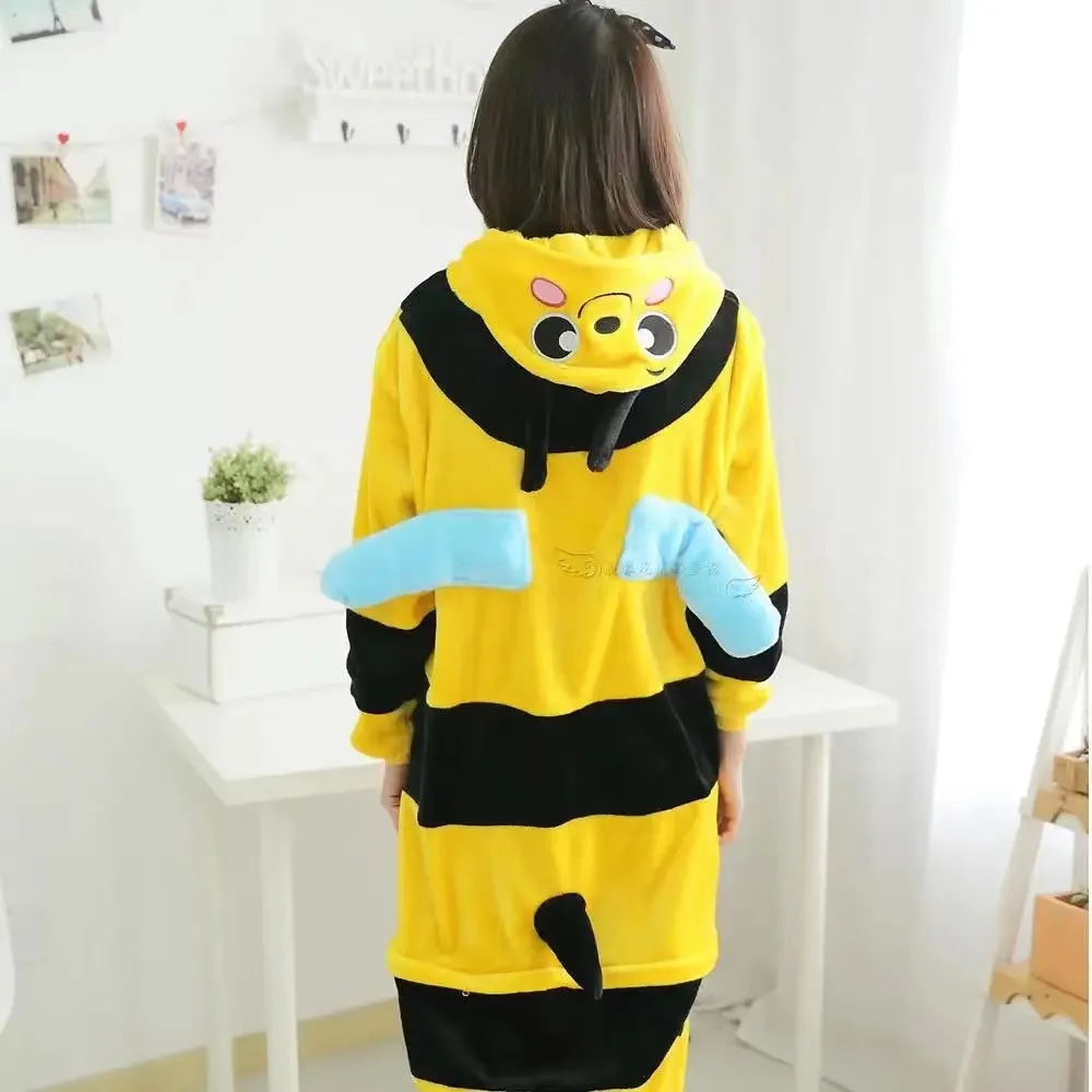 Adult Cosplay Costumes Bee Kigurumi Onesie Pajamas Plush Jumpsuit