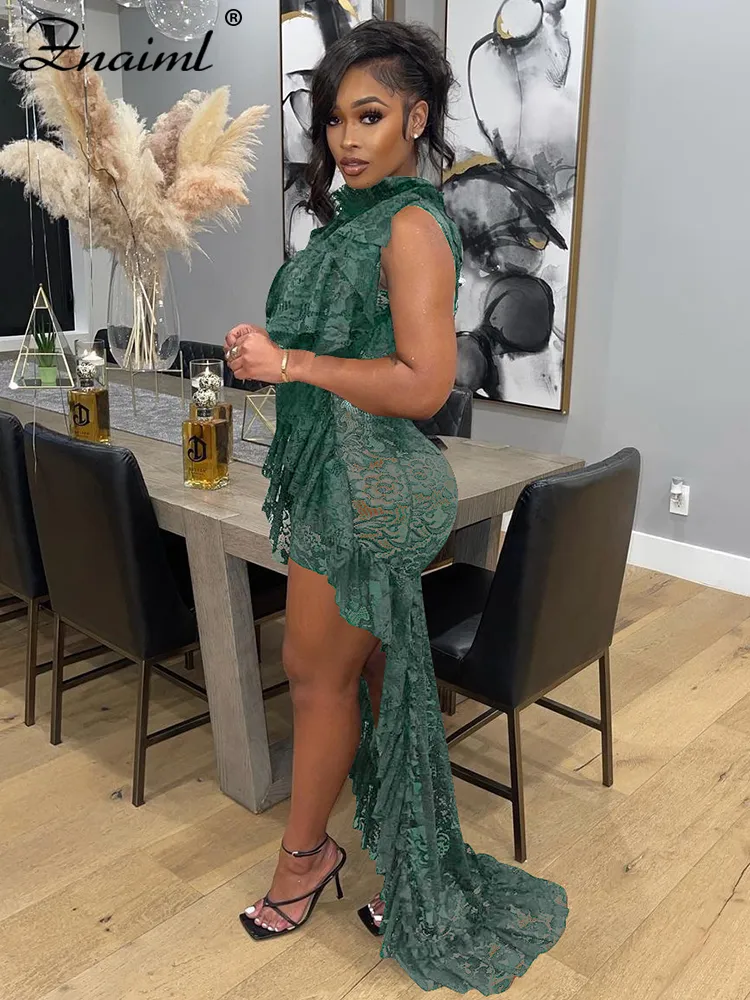 Znaiml Floral Lace Ruffle Hem Sleeveless Evening... From Dh2958055, $13.07  In Bulk | DHgate.Com