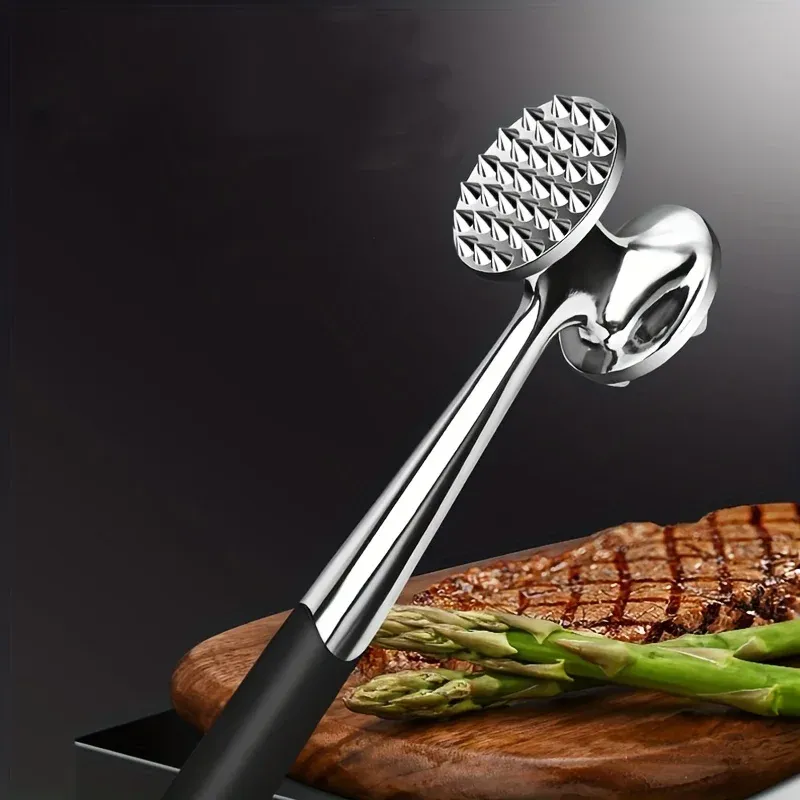 Heavy Duty Meat Tenderizer Hammer - Double Sided Aluminum Alloy Mallet With Smooth & Spiked Faces, 19cm, For Steak, Chicken & Beef