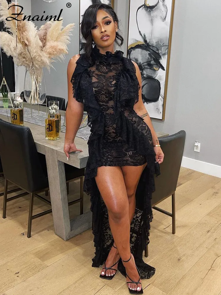 Znaiml Floral Lace Ruffle Hem Sleeveless Evening... From Dh2958055, $13.07  In Bulk | DHgate.Com