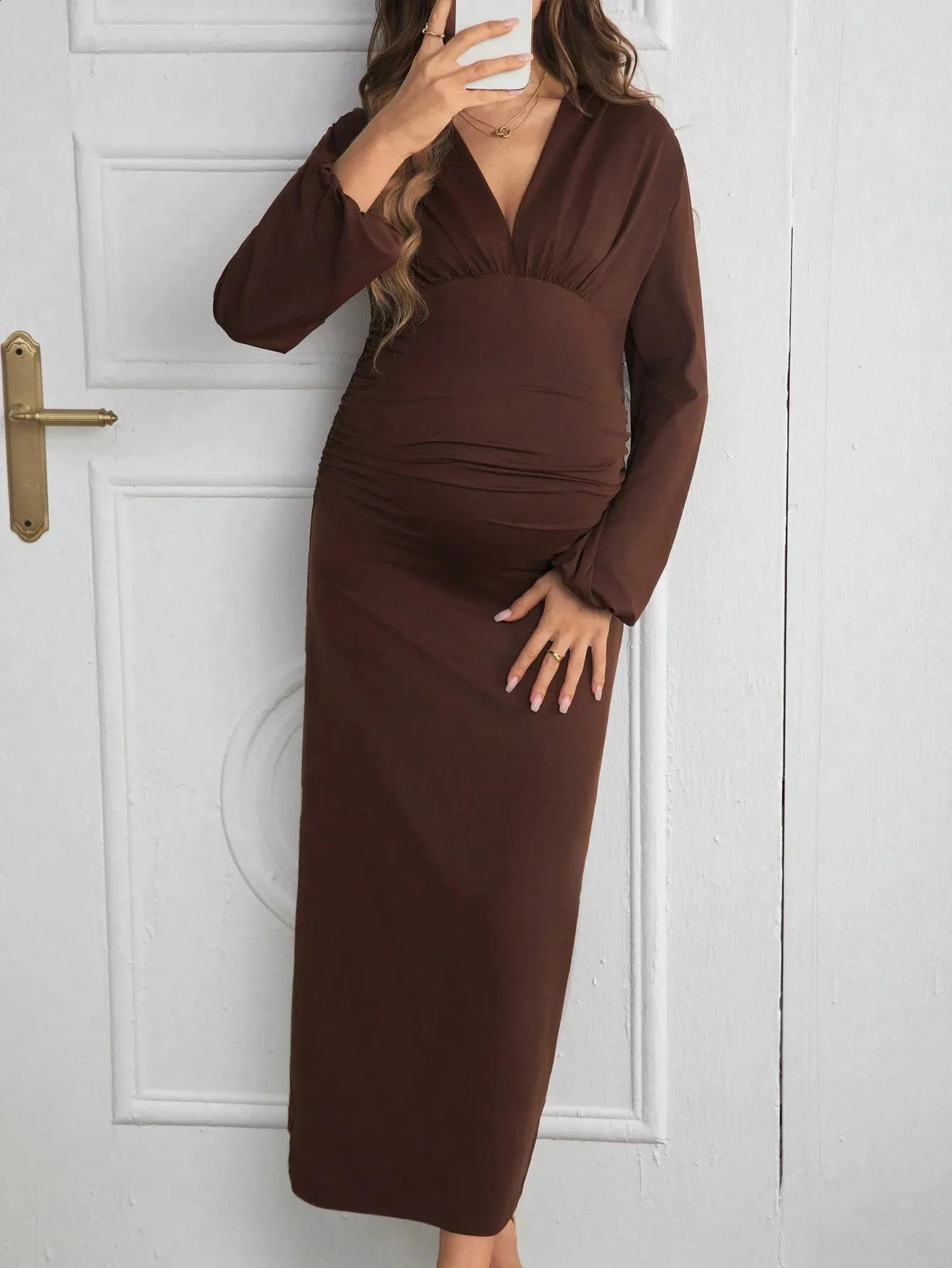 princess polly baby blue dress Jennifer Lawrence Channels Fall's Hottest Color Trend in Chocolate Brown  Maternity Look main image 1