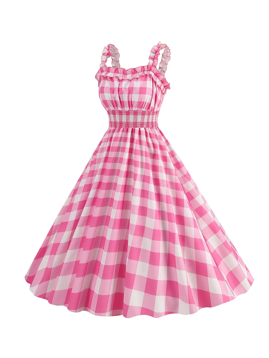open lace back dress 1960s Pink Bow Swing Dress – Cats Like Us main image 0