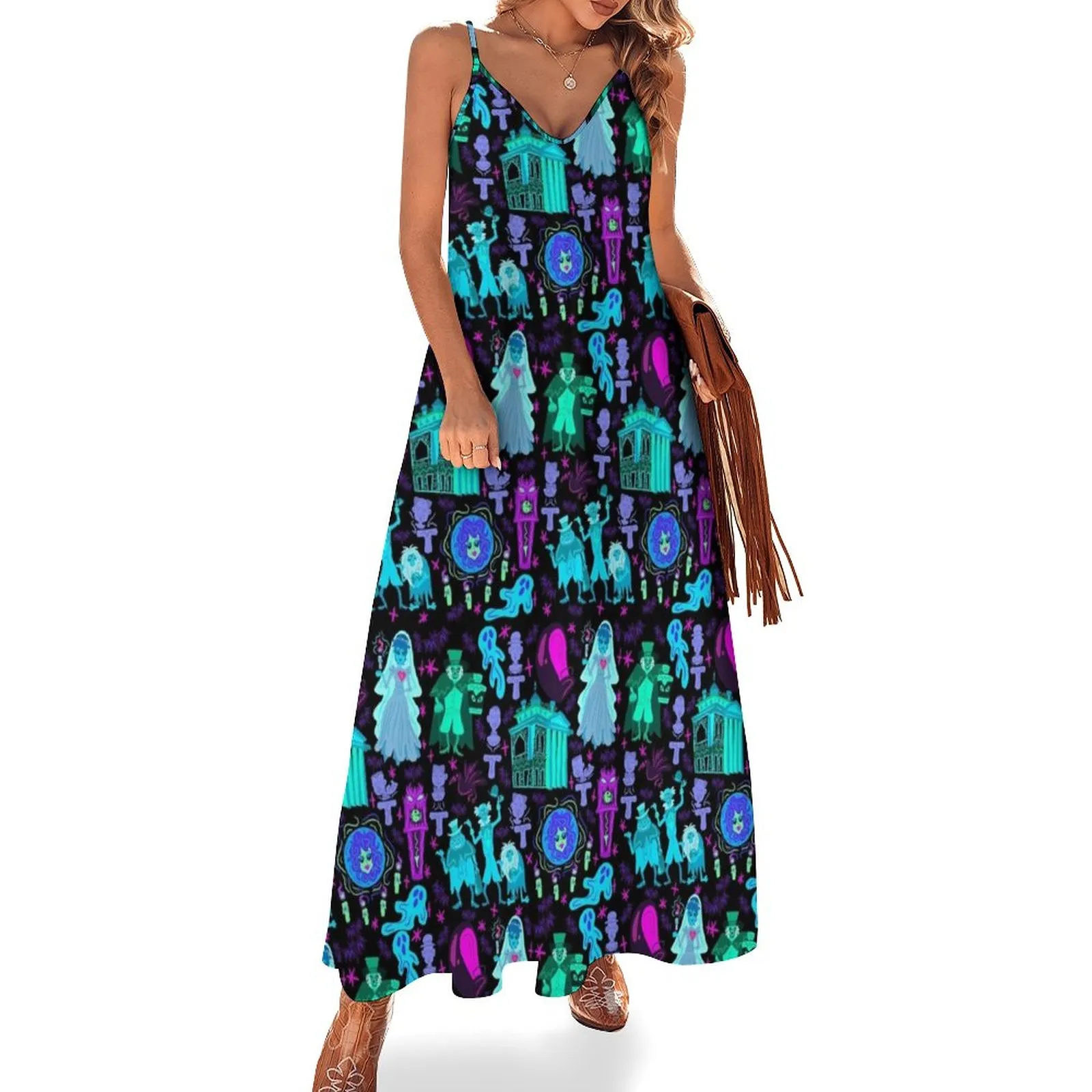 Elegant Haunted Mansion Sleeveless Anthropologie Wedding Guest Dresses for Women