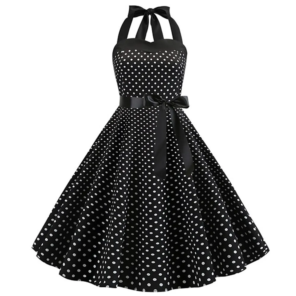 accessories for black and white polka dot dress Berylove Women A Line Graduation Dress Black White Polka Dot V-Neck Midi Party Dress, Black White Dot / US26W