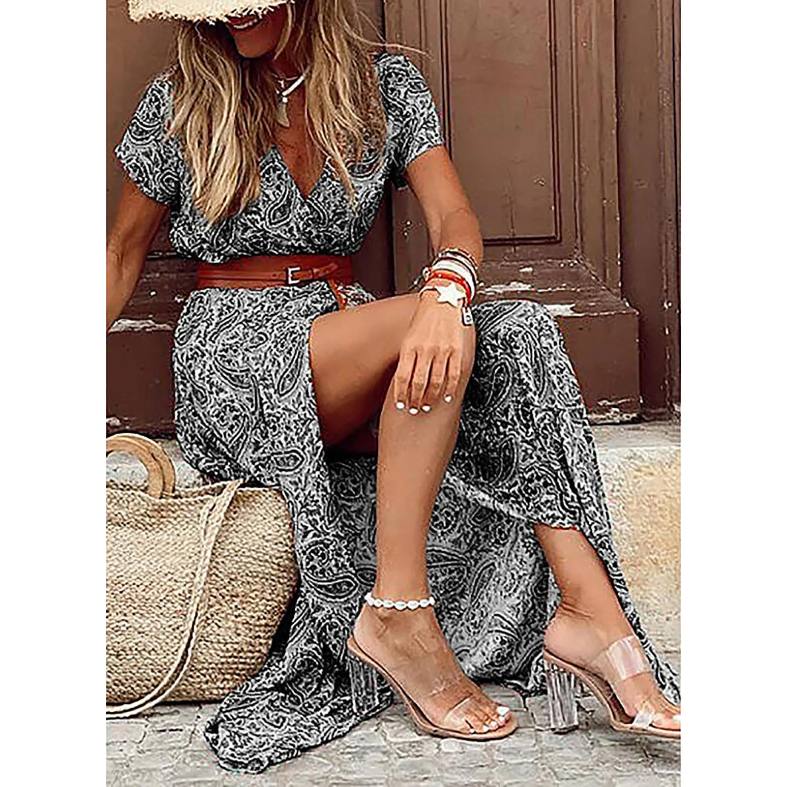 chinese dress ladies Crochet Maxi Dress White Boho Long Gown See Through Net Great For Beac   Made4Walkin