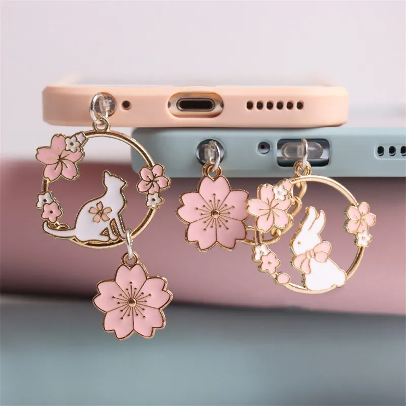 Cute Sakura Rabbit Anti Dust Plug Charm Kawaii Phone Accessory for iPhone  Type C Devices Premium Protection, Shop Now!