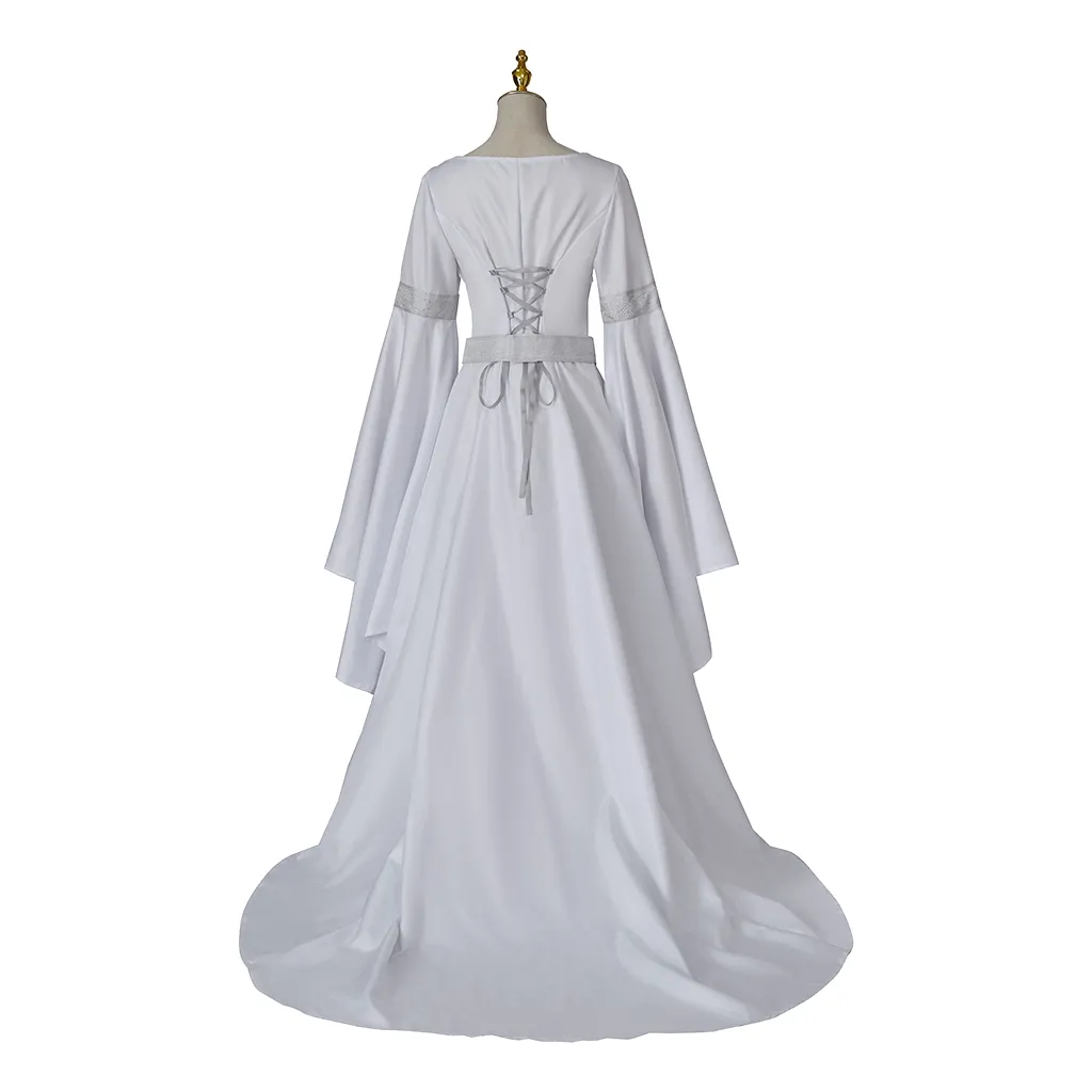 white hooded elf dress etsy miccostumes Women's Medieval Cape Galadriel White Dress Elven Queen