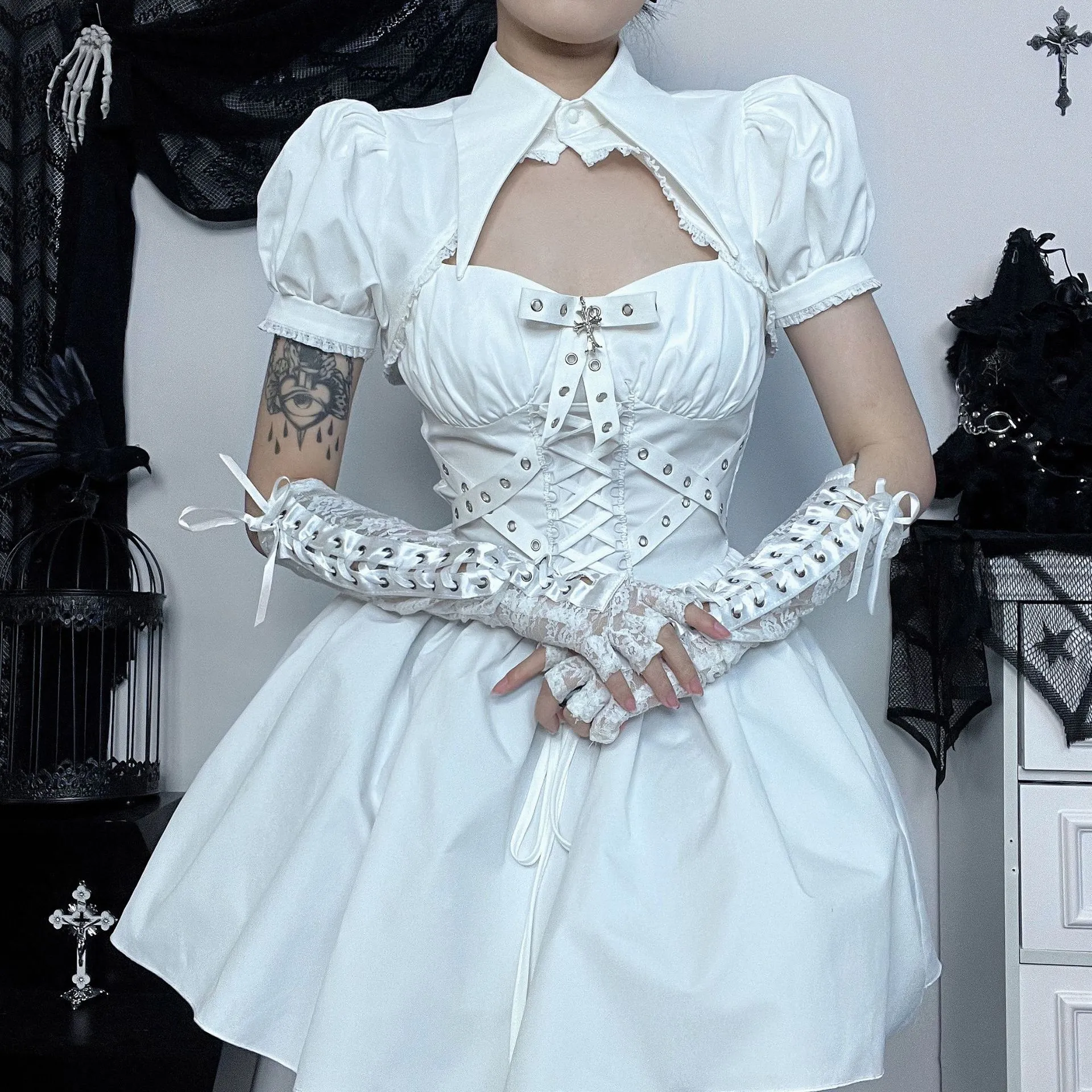 white gothic dresses Renaissance Women Medieval Costume Victorian Dress Vintage High Low Hem Lace Wedding Dress Ball Gown : Clothing, Shoes & Jewelry Theres no need to worry about selecting the perfect size Sexy Goth Dresses Y2K Vintage
