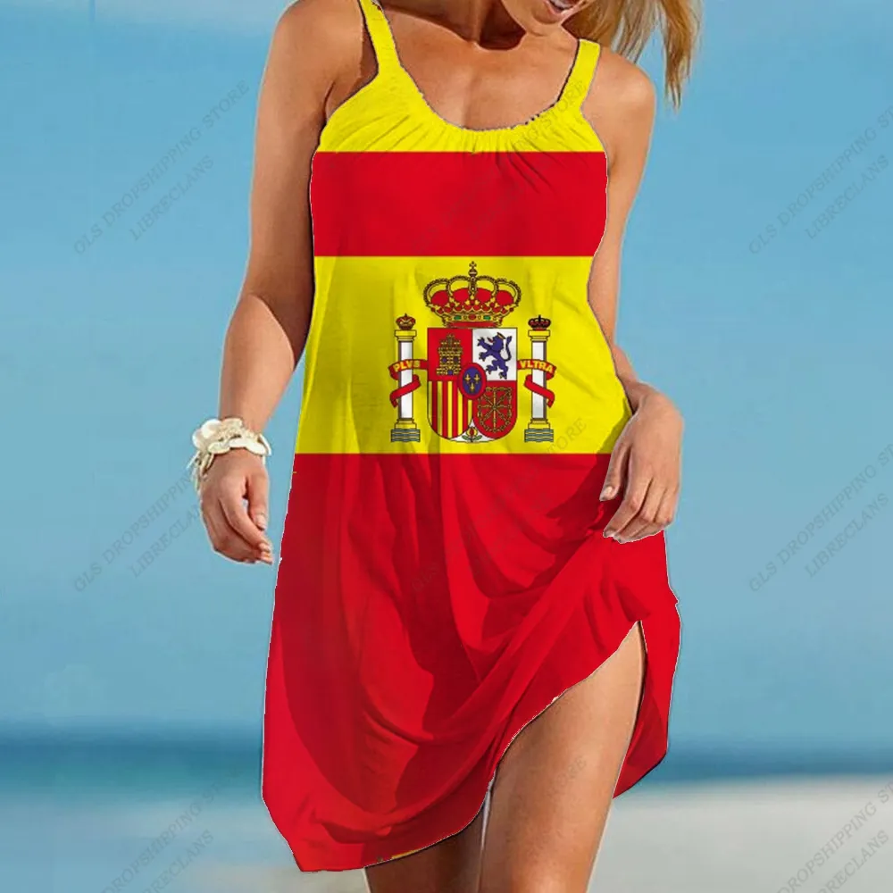 beach dresses spain Spanish Themed Party Party Spain Flag Dress Sleeveless Casual Summer Strap Dress Bohemian collared NWT Matilda Jane Down size:US8 and elegant evening styling.