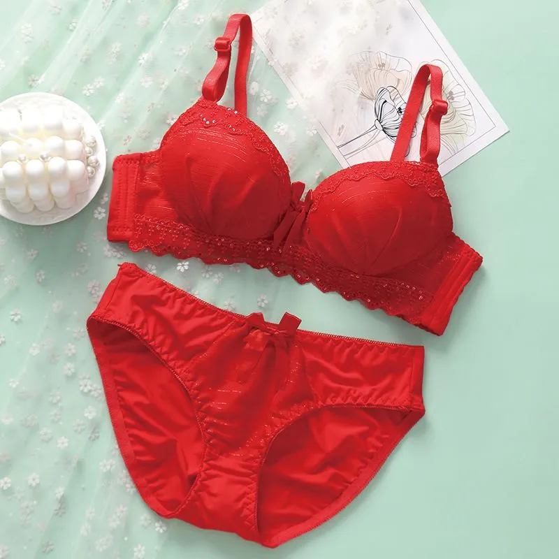 Korean Lace Wireless Bra Set