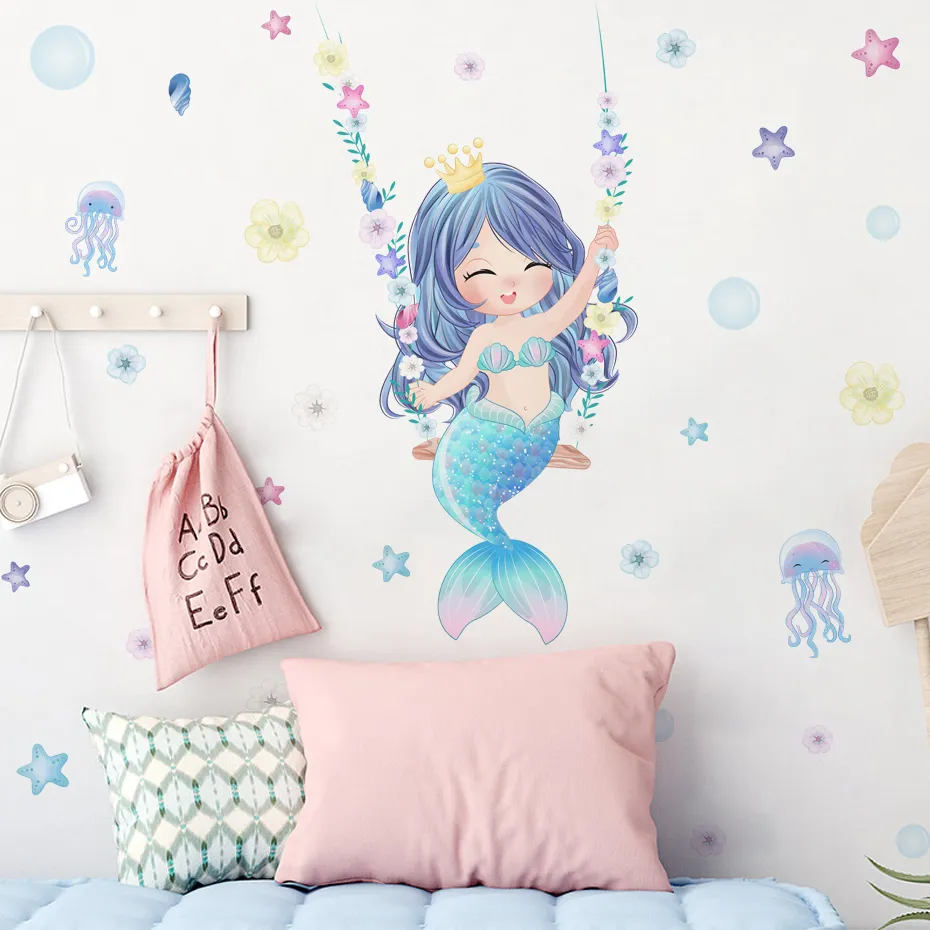 Save Big on Bulk Jellyfish Wall Decal Nursery Wallpaper Stickers: Whimsical  Mermaid Jellyfish Wall Decals For Kids' Room, Living Room Peel Stick, 