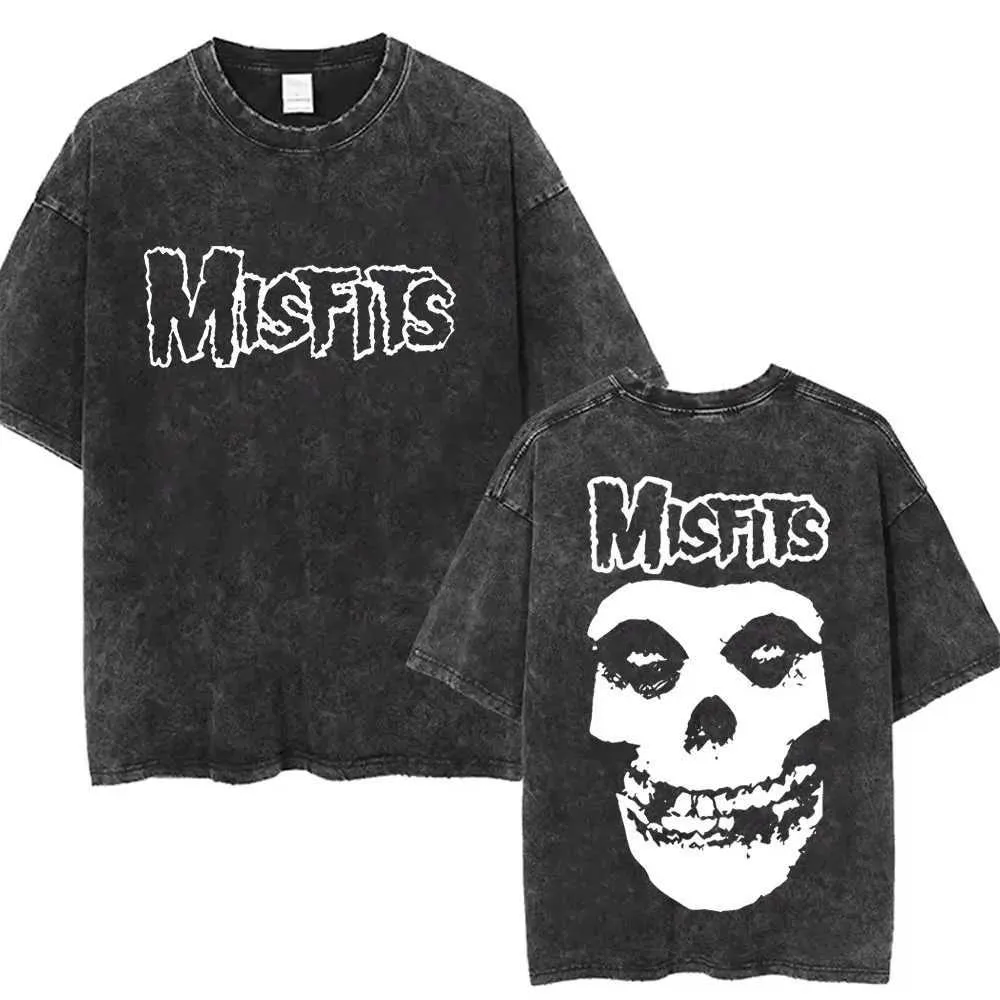 Punk Unisex T-Shirt Misfits バンドTシャツ punk Misfits 1996 Vintage Rock Tee Black Gifts Music Band Song トップス