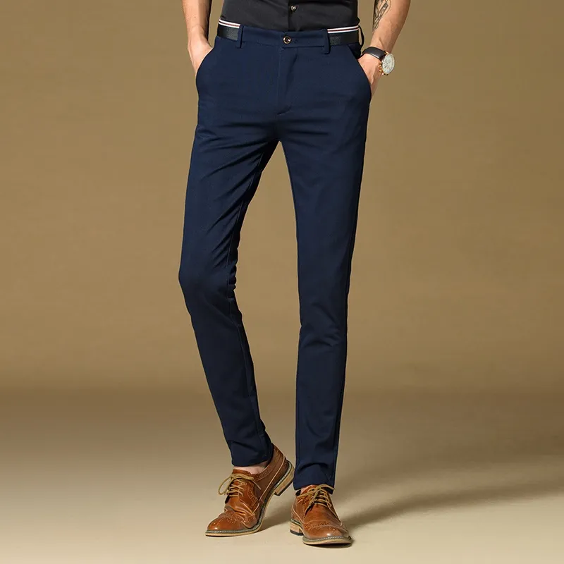 Men's Black Stretch Business Casual Stretchable Formal Pants - Classic Dress Suit for Spring and Autumn Fashion