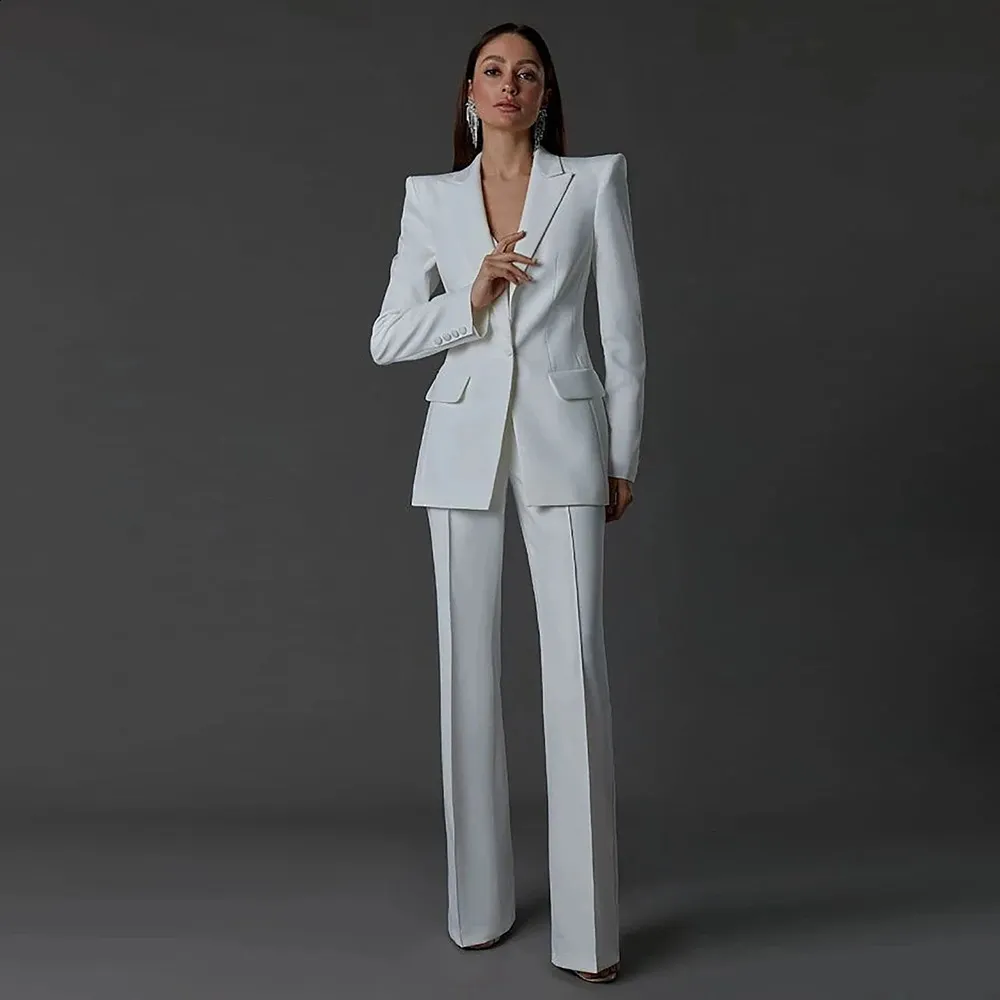 Save Big on Bulk White Blazer And Pants Set Womens White Pants Suits For  Ladies: Elegant Women's Piece Suit Set Single Breasted Blazer Skinny