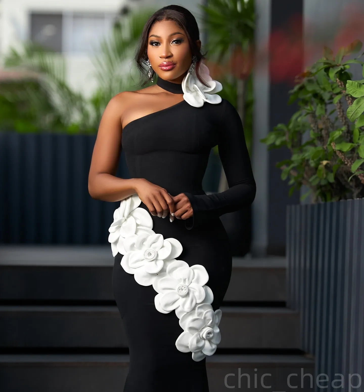 black engagement dress White Sweetheart Chiffon Long with Slit which makes it ideal for moving around during your engagement and very elegant for your photoshoot 2025 Black Mermaid Black ruffle
