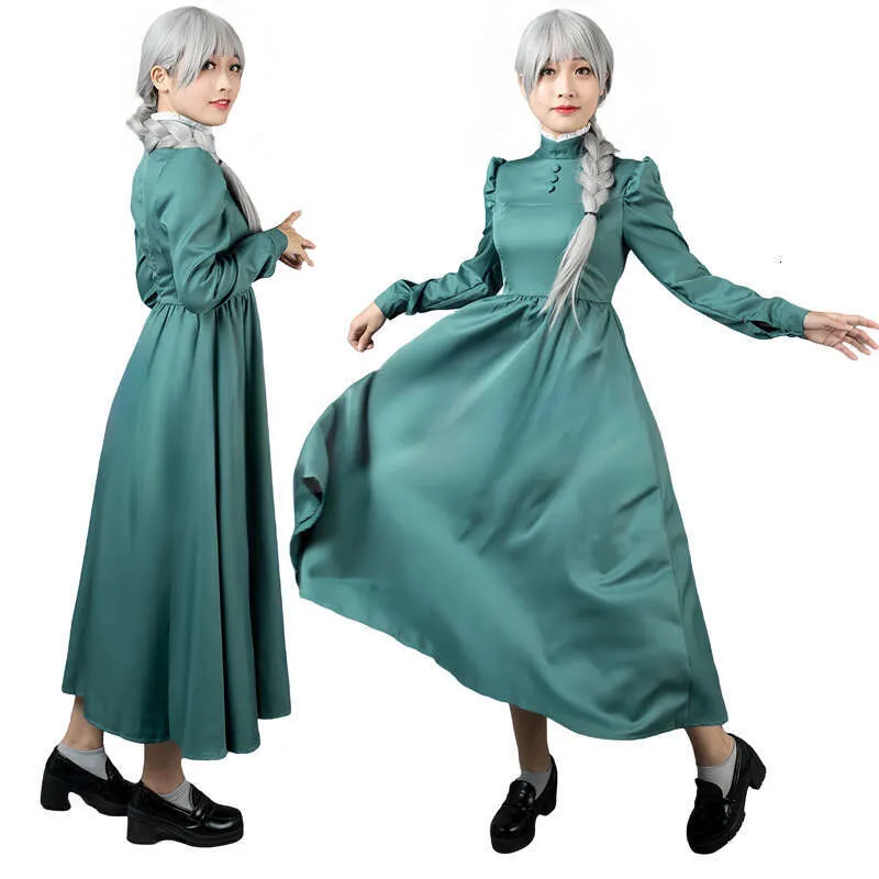 green emerald velvet dress Amazon.com: HanaHola Sophie Hatter Halloween Costume A Line Dress Adult  Women Girls Green Long Sleeve Maid Princess Cosplay Outfit (Green, Small) :  Clothing, Shoes & Jewelry