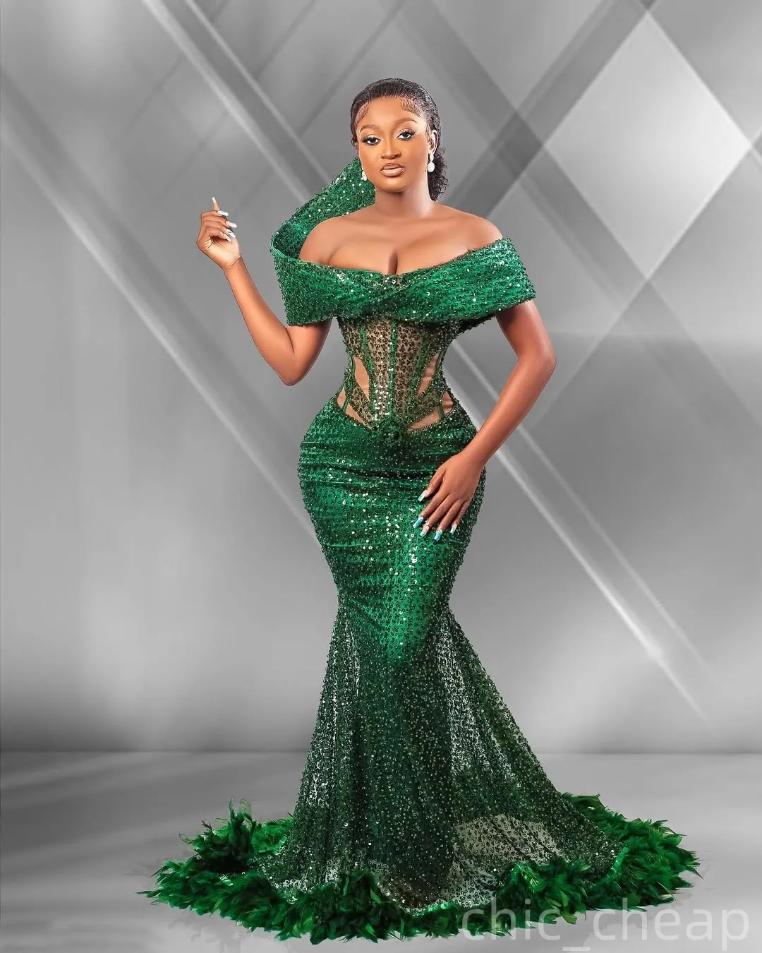 green mermaid dress Nox Anabel G1368 Elegant Mermaid Prom Dress with Lace Up Back Sage Green / 6 main image 0