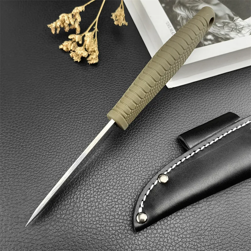 ブランド通販サイト Knife Blade Fixed Steel D2 With OD Sheath, Leather Black その他