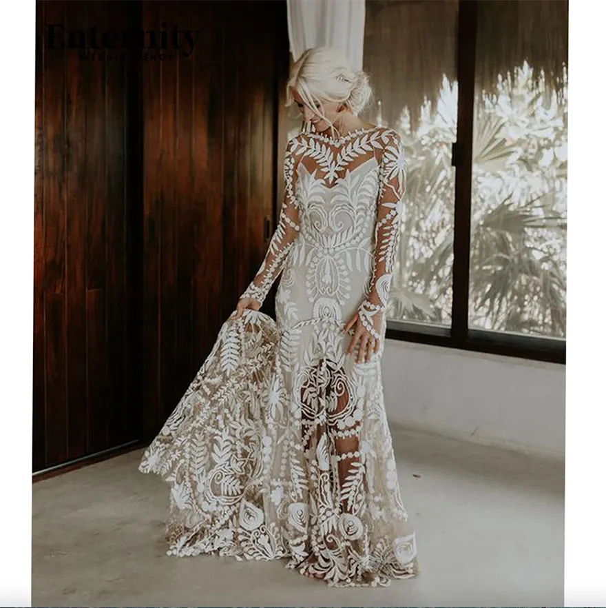 Backless Lace Mermaid Wedding Dress with Applique and 3/4 Long Sleeves for Garden Weddings from Dhgate Mermaid Wedding Dresses - price 268.27 Backless Lace Mermaid Wedding Dress with Applique and 3/4 Long Sleeves for Garden Weddings from Dhgate Mermaid Wedding Dresses - price 268.27