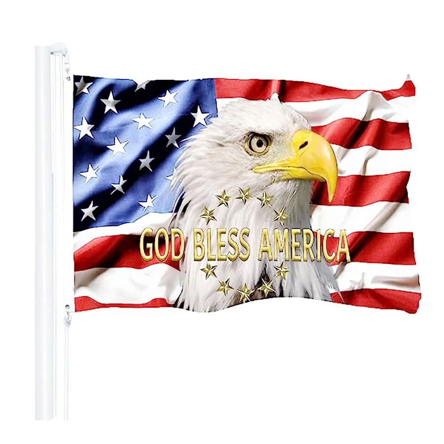 Save Big on Bulk American Bald Eagle Flag American Eagle Wreath Patriotic  Flag Durable Polyester, Vibrant Colors, Weather Resistant Banner, 3x5 Feet  ..., image size:900x900
